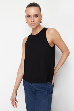 Siyah Regular/Normal Kal?p Bisiklet Yaka Orme Bluz TWOSS24BZ00502 - Trendyolmilla фото 3