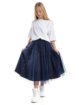 Юбка пачка длинная из фатина 22-7608 черный/зол. звезды - Mini maxi фото 29