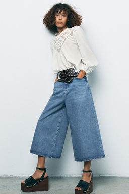 HIGH-WAIST DENIM BERMUDA SHORTS ZW COLLECTION - Zara фото 2