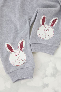 Gri Melanj K?z Bebek Tavsan Bask?l? Orme Tayt/Esofman Alt? TKDSS25TA00018 - Trendyolmilla фото 3