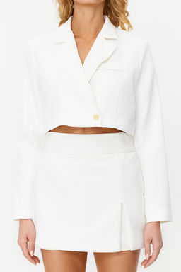 TRENDYOLMILLA Siyah Crop Astarl? Dokuma Blazer Ceket TWOAW22CE0086  фото 26
