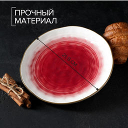 Тарелка Доляна Космос, d=21.2 см, фарфор, белая, красная