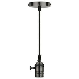 DLC-V-S24K/E27 TS/1M/BL PEARL BLACK Патрон декоративный, серия Vintage, с проводом (1м) и креплением. Выключатель поворотный. Материал алюминий. Цвет черный жемчуг. ТМ Uniel.