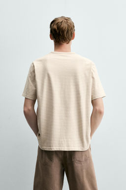 CAMISETA JACQUARD RAYAS BOLSILLO / Gris / Natural - Zara фото 3