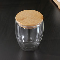 Стакан с двойными стенками BellaTenero Эко, 330 мл, стекло, бамбуковая крышка  фото 8