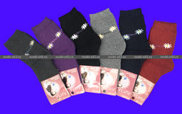 Цена за 12 пар. Носки подростковые внутри махра Цветочки арт. 1026 36-41 (19-21 см) - For you фото 2
