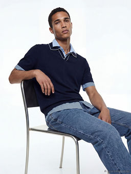 Polo Yaka K?sa Kollu Erkek Triko Kazak