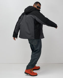 Горнолыжная куртка мужская зимняя темно-серого цвета 7616TC