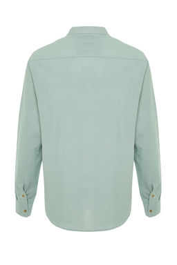 TRENDYOL MAN Mavi Slim Fit Yar?m Patl? Dugmeli Hakim Yaka Keten Gorunumlu Gomlek TMNSS20GO0097 - Trendyolmilla фото 41