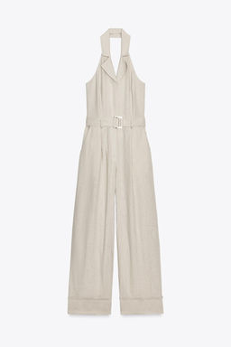 HALTER NECK JUMPSUIT WITH LINEN BLEND - Zara фото 7