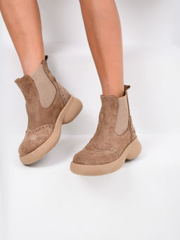 Челси EDART 332.927ka.Серо-коричневая замша/байка