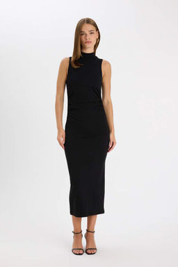 Облегающее платье макси без рукавов с полуводолазкой - Defacto фото 2