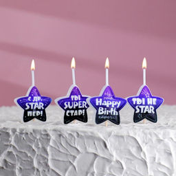 Свечи в торт на шпажках Super, 2.6 см, 25 г, набор 4 шт.