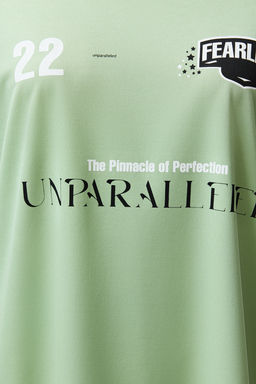 TRENDYOLMILLA Yesil Oversize Slogan Bask?l? Bisiklet Yaka K?sa Kollu Orme T-Shirt TWOSS24TS00108 фото 5