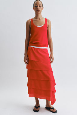 FALDA VOLANTES ZW COLLECTION / Rojo vivo
