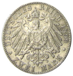 2 марки 1899 года G Германия (Баден)