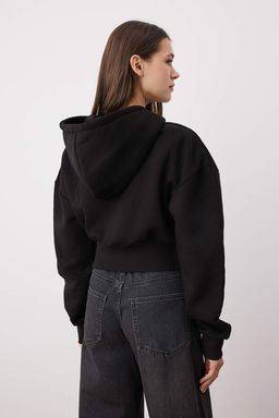 TRENDYOLMILLA Gri Melanj Regular/Normal Kal?p Kapusonlu Kal?n ici Polarl? Orme Sweatshirt TWOAW25SW00068 фото 14