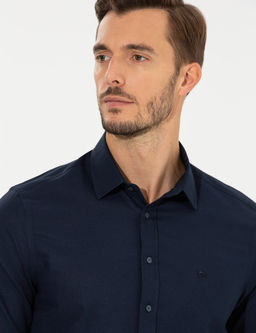 Lacivert Slim Fit Oxford G_mlek