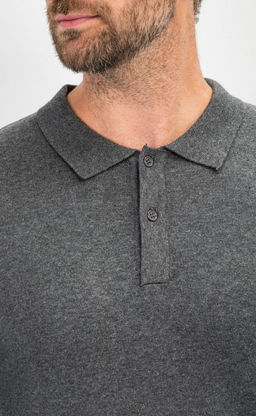 Джемпер мужской с отложным воротником и планкой на пуговицах F221-15-22021 темно-серый меланж - Fine joyce фото 4