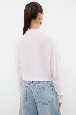 Pembe Dugum Detayl? Crop Dokuma Bluz TWOSS23BZ00442 - Trendyolmilla фото 5