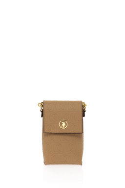 Женская темно-бежевая сумка для телефона Неожиданная скидка в корзине