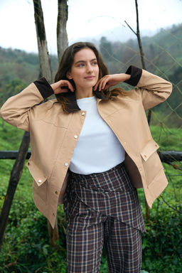 Cok Renkli Fularl? Ekoseli Genis Paca Pantolon TWOSS26PL00140