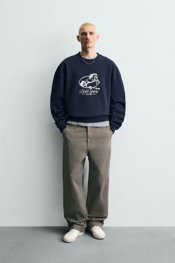 SUDADERA CREWNECK ESTAMPADO CABALLO / Marino - Zara фото 3