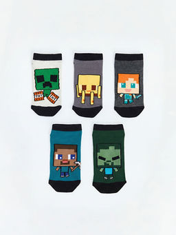 Erkek ?ocuk Minecraft Bask?l? 5li Patik ?orap