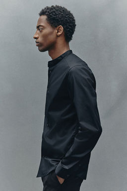 Camisa con cuello mao Slim Fit - H&m фото 3