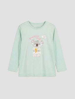 Bisiklet Yaka Bask?l? K?z ?ocuk Pijama Tak?m