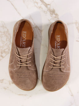 Туфли женские демисезонные с перфорацией 179.Р.астиbr.Серо-коричневая замша/Кожа - Edart фото 2