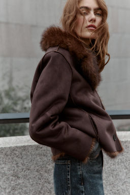 REVERSIBLE DOUBLE-FACED FAUX FUR JACKET - Zara фото 6