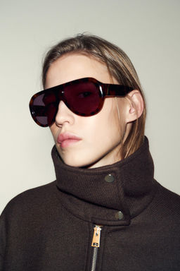 WOOL BLEND BOMBER JACKET WITH HIGH NECK