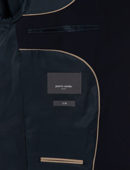 Lacivert Slim Fit %100 Y_n Tak_m Elbise