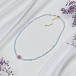 Колье из Голубого агата и Розового кварца 42 см +