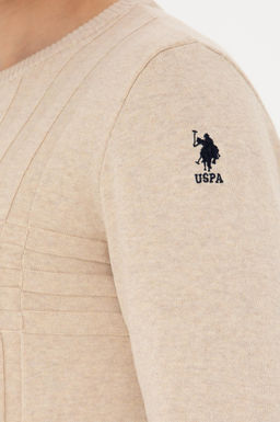 Свитер U.S. Polo Assn песочного меланжа из хлопка фото 14