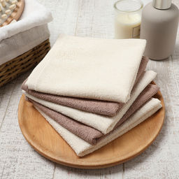 Салфетки махровые Этель. Голубые цветы, 5 шт., 30?30 см, хлопок 100%, бежевые/коричневые