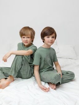 К 1599/весенний зеленый,динозавры пижама дет