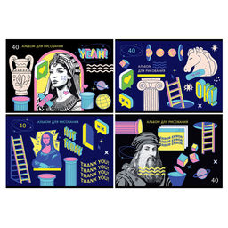 Альбом для рисования BG А4 40л. на скрепке "New art" (АР4ск40 12019) обложка картон