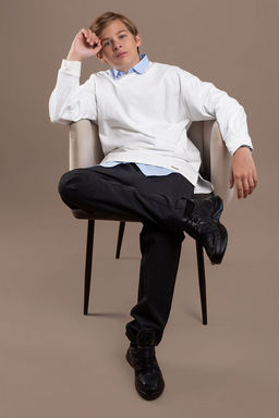 Молочный школьный свитшот Mooriposh, модель 1606 фото 9