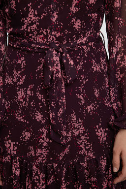 Trendyolmilla Koyu Visne Cicekli Dokuma K?sl?k Elbise TWOAW24EL00261  фото 8