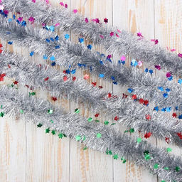 Цена за 10 шт. Мишура Переплёт мелкие звездочки, d-5 см 200 см, микс