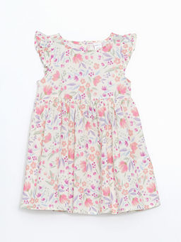 Bisiklet Yaka ?i?ekli K?z ?ocuk Elbise