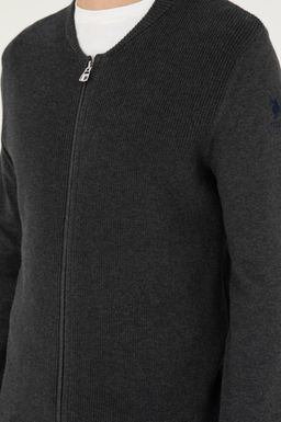Мужской базовый трикотажный кардиган антрацитового меланжа - U.s. polo assn фото 7