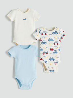 Bask?l? Erkek Bebek ??t??tl? Bodysuit 3l?