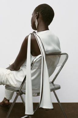 SATIN TOP WITH BOW AND CONTRASTING TRIMS - Zara фото 15