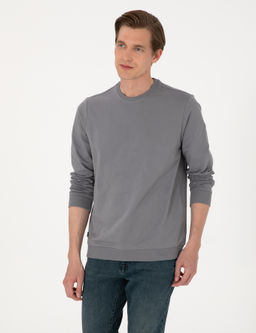 Gri 2 _plik Regular Fit Bisiklet Yaka Basic Sweatshirt