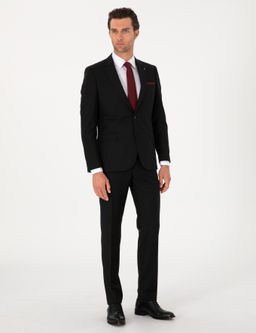 Siyah Slim Fit %100 Y_n Mono Yaka Tak_m Elbise