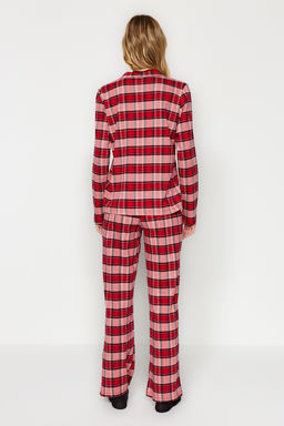 K?rm?z? Ekoseli Geyik Nak?s Deteyl? Tshirt-Pantolon Orme Pijama Tak?m? THMAW24PT00053 - Trendyolmilla фото 9