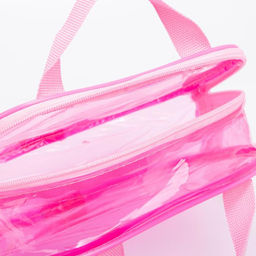 Косметичка-сумка на молнии для бассейна, большая, с ручками, прозрачная/розовая - Simaland фото 4